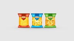 Cartoon Snacks food, chips, potato, italy, eat, snack, miscellaneous, pasta, lowpolymodel, macaroni, handpainted