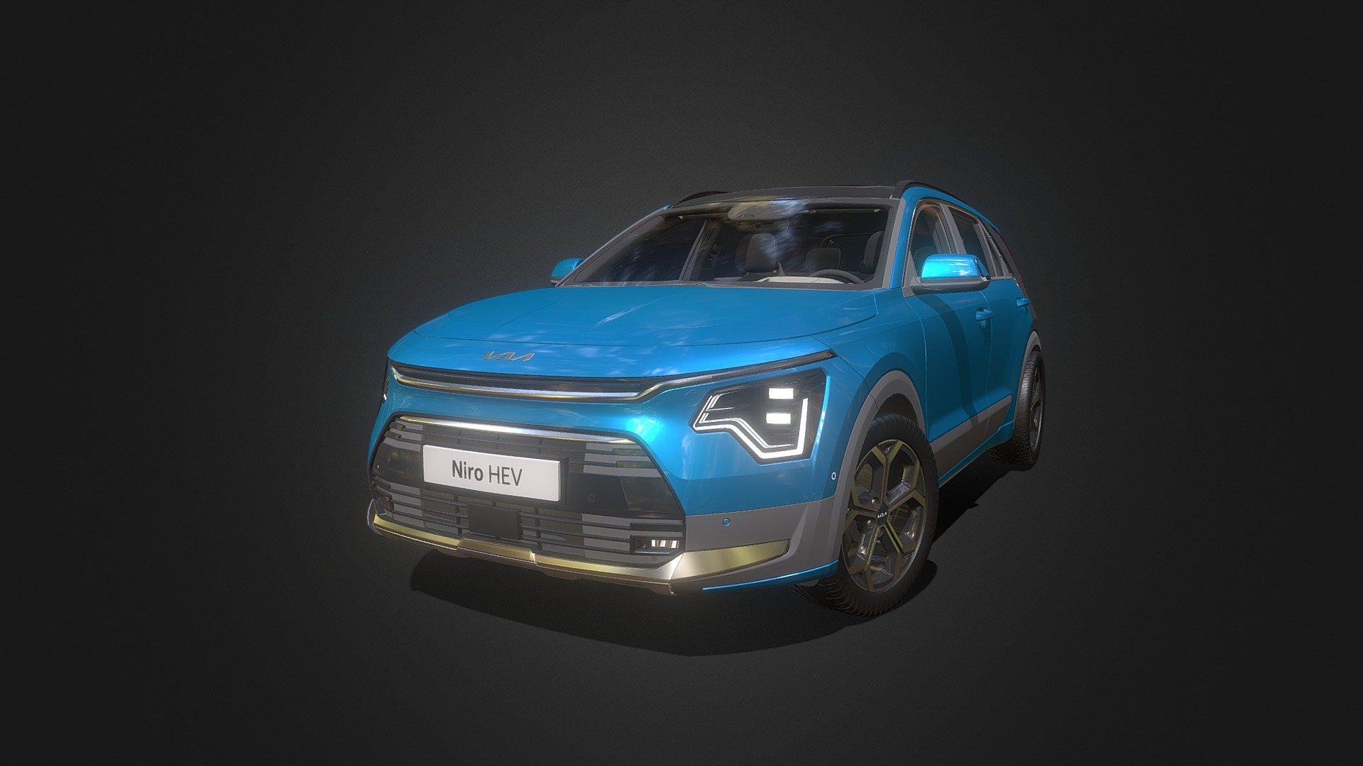 The Kia Niro is a compact crossover SUV (C-segment) manufactured by Kia since 2016. It is an electrification-focused vehicle, offering three versions: hybrid, plug-in hybrid and battery electric variants.
 The second-generation Niro was released at the 2021 Seoul Mobility Show on November 25. The front part extended the Tiger Face design from the hood to the fender. A C-pillar integrated with a boomerang-shaped LED rear combination lamp was applied to the side, and a vertical LED rear combination lamp was applied to the rear 3d model