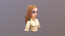 Disney Girl character, low-poly, girl, 3d, blender
