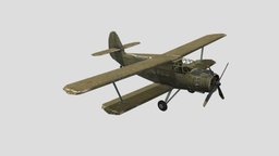 Abandoned An-2 transport aircraft d, abandoned, drone, transport, ar, aircraft, a, an-2, 3d, model, createdwithai