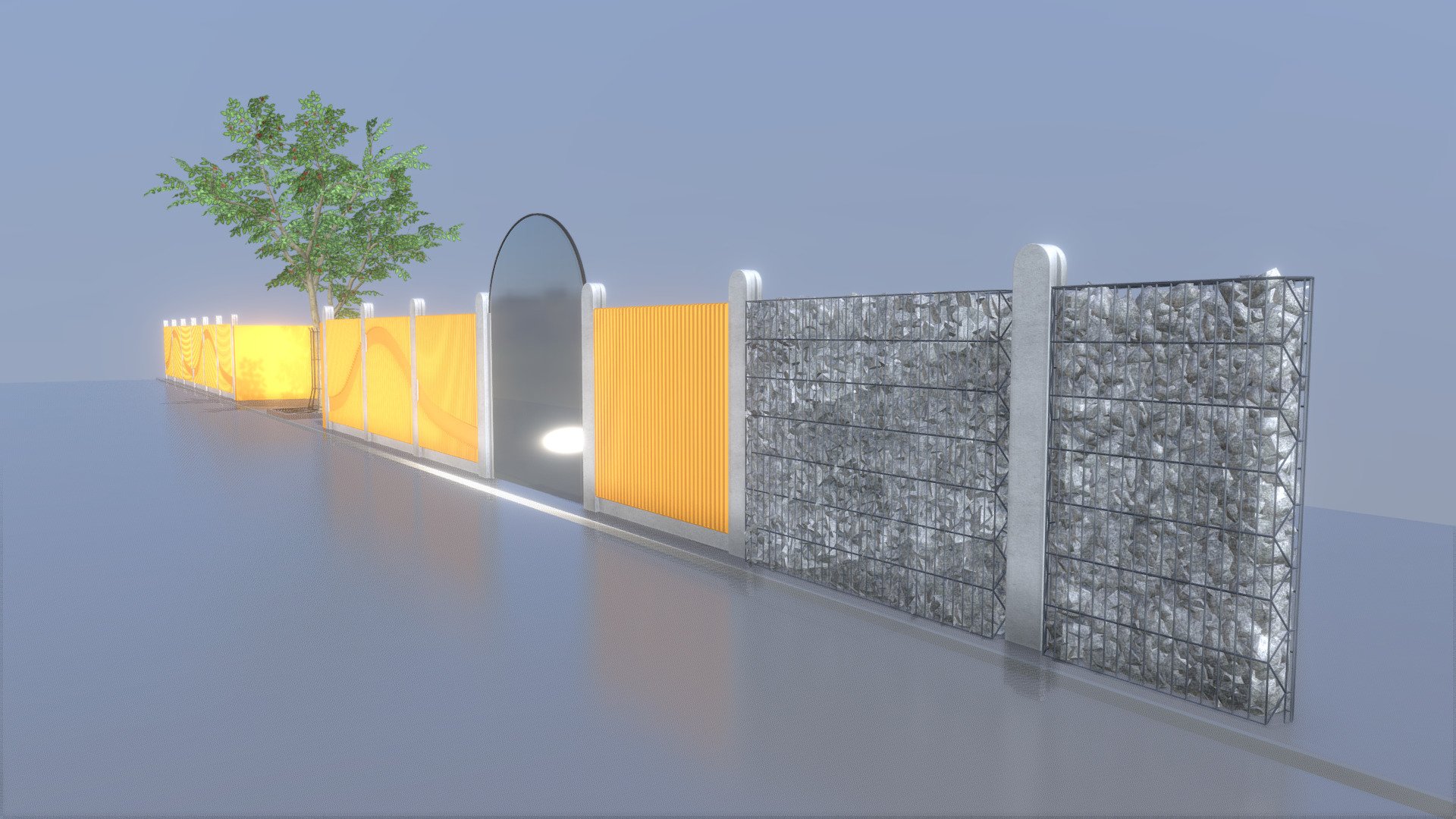 Noise protection walls (WIP-5) the glass component 3d model