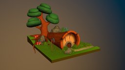 House under a tree substancepainter, blender3d, zbrush