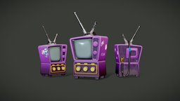 Stylized TV tv, assets, artwork, composition, stylised, tvset, 3d, blender, gameready