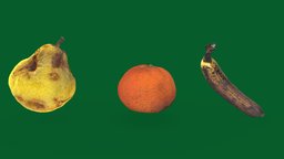 Old Fruit Collection food, pear, fruit, banana, 3dscanning, citrus, rotting, mandarin