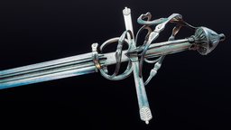 Floral Hilt Sword Lowpoly Game Model castle, warrior, soldier, medieval, venice, italy, melee, antique, rapier, renaissance, italian, saber, combat, museum, realistic, battle, europe, game-ready, fairytale, middle-age, venetian, mercenary, renaissance-weapons, coldweapon, realistic-gameasset, mercenaries, fantasyweapon, bladed-weapon, pbr-texturing, weapon, knife, game, pbr, lowpoly, gameart, gameasset, sword, fantasy, war, "blade", "gameready"