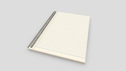 Single spiral notepad school, empty, university, template, paper, business, pad, classroom, notebook, note, spiral, sketchbook, diary, schoolwork, write, binder, blank, notepad, book, 3d, pbr, backtoschool, noai