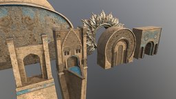 Desert Fortress Gates castle, ancient, golden, gold, temple, noai