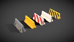 Concrete Barrier Pack traffic, urban, blocks, road, concrete, barrier, sidewalk, roadblock, concrete-block, lowpoly, gameasset, city, street, gameready