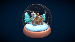 Christmas Santa House Glass Ball warcraft, rpg, cute, winter, toy, santa, blizzard, xmas, crystal, snow, christmas, bitcoin, stylised, decor, claus, game-ready, addams, 3december, north-pole, handpainted, mobile, stylized, fantasy, ball, wow, 2023, glassball
