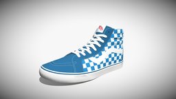 Vans Sk8- Hi Reissue Checker Blue shoe, high, skate, fashion, beauty, top, clothes, shoes, rubber, footwear, vans, sneakers, apparel, sk8-hi, character, human, sport, clothing, reissue
