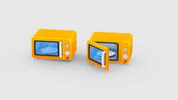 Cartoon microwave oven food, household, heat, up, cook, electronics, heating, kitchen, appliances, warm, kitchenware, warming, additive, lowpolymodel, handpainted, cartoon, stylized, plastic