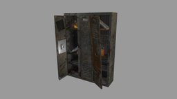 School Cabinet (Damaged) school, 3dmodels, b3d, damaged, cabinet, old, low-poly-model, freemodel, substancepainter, 3d, blender, lowpoly, blender3d, free