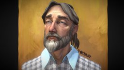 the enduring gaze of an elderly man. dae, portrait, wrinkles, 3dcharacter, emotion, charactercreation, texturedmodel, substancepainter, substance, maya, zbrush, male, finedetails