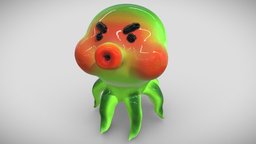 Angry Octopus green, angry, underwater, doll, octopus, squid, rubber, seafood, blow, bighead, roundhead, cartoon, animal, funny, blackeyes, eight-legs, redface