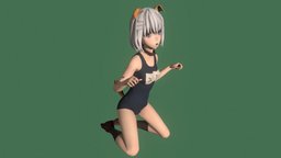 Origami Tobiichi 02 cute, origami, teenage, posed, collar, teen, woman, swimsuit, schoolgirl, dog-girl, anime-girl, date-a-live, character, girl, female, human, anime, origami-tobiichi, dog-tail, dog-ears, dog-costume