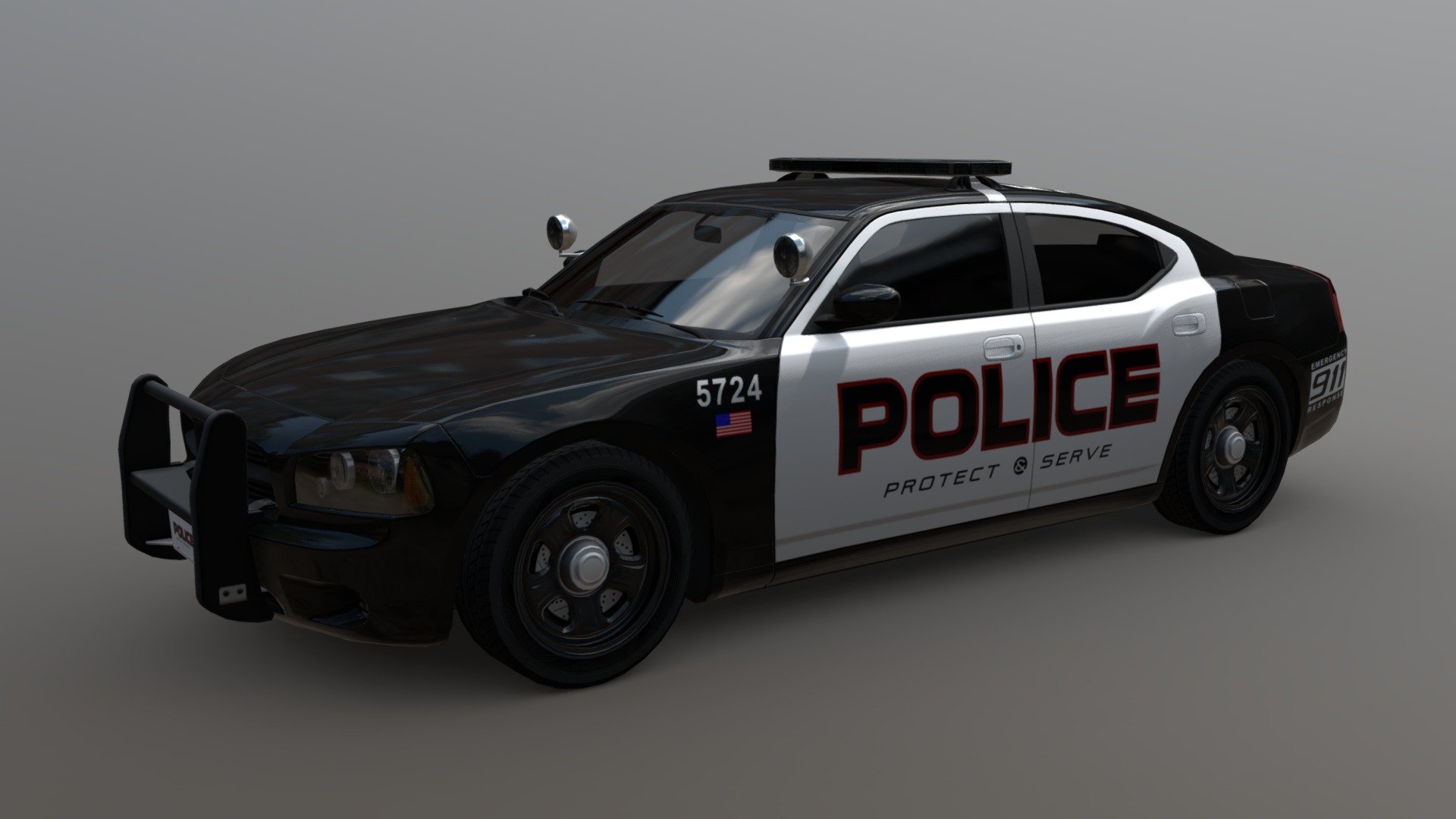 Asset comprises low-poly model. This model is perfect for mobile platforms, and even more so for the PC and Web GL! Since, all the low-poly model, but have a high quality textures, with a resolution of 4096x4096 for body, 1024х1024 for wheels. 
Model has a standard set of baked textures:
1. Diffuse
2. Specular
3. Glossiness
4. Normal
I want to note that the models have only primitive and black interior.

I hope this model will be useful for you! Enjoy and don't forget to rate your purchase! 
Good luck! - Dodge Charger Police (Low Poly) - 3D model by Aglobex (@aglobex3d) 3d model