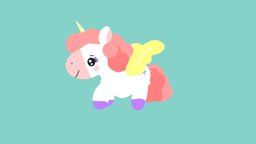 Cartoon Stylized Unicorn (Rigged) unicorn, stadium, toon, cute, kids, kid, rigging, happy, pony, wings, quadruped, pegasus, colorful, rigged_model, rigged-character, cartoon, horse, animal, anime, rigged, magic