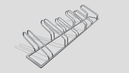 Bicycle Stand [1] Version [1] 2000mm bicycle, parking, metallic, vis-all-3d, 3dhaupt, street-furniture, software-service-john-gmbh, bike-stand, parking-space, bike-stand-1, modulare-bike-stand-construction-kit