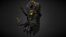 The Fallen One blood, skeleton, handpaint, throne, fallen, glow, ching, yeh, thefallenone, chingyeh, chair, skull, dark, ghost, bones