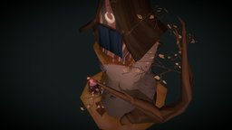 Witchs House trap, bear, pink, quirky, mushrooms, stylised, diorama, story, dmu, buu, fairytale, moody, moonlight, emissive, spellbook, potions, tileabletexture, gameart, cauldron, witch, fantasy