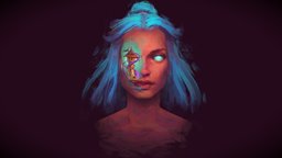 Phoenix shark, tower, hair, fanart, portrait, lake, sloth, handpainted, girl, lowpoly, gameart, bust