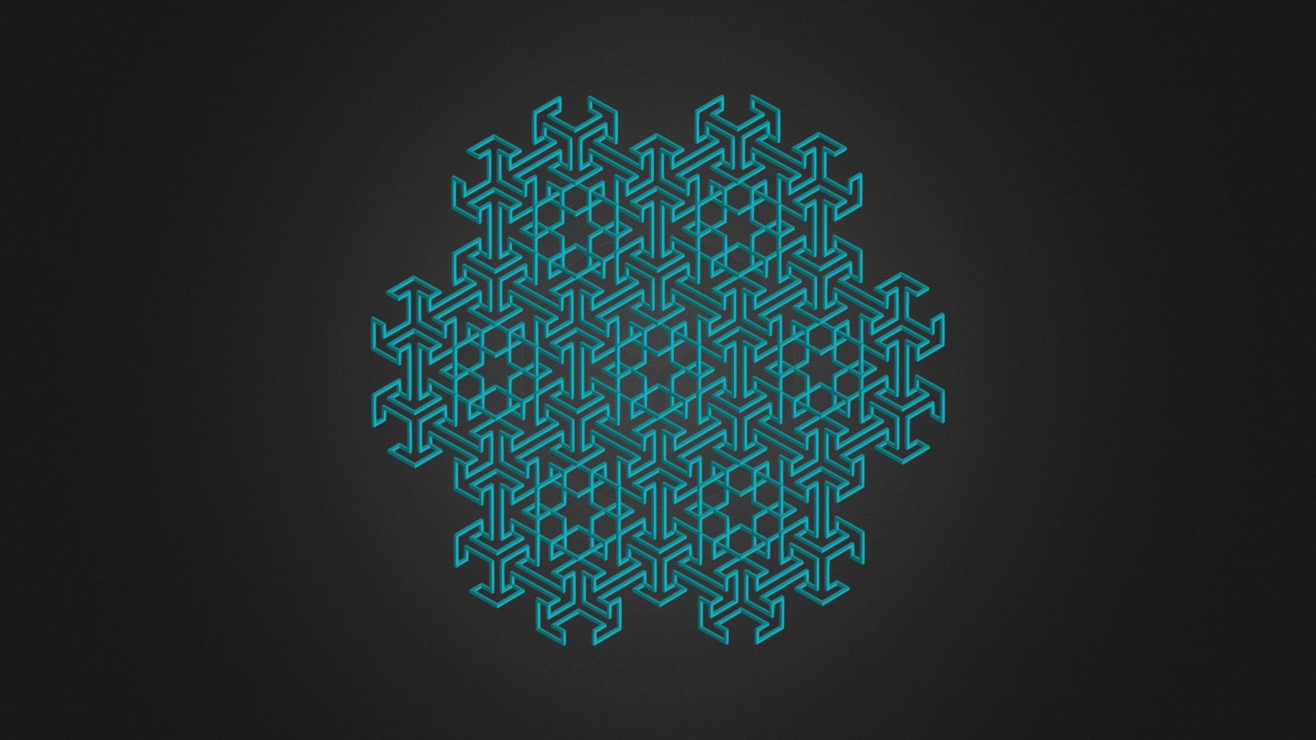 Hexagon based pattern reinterpreted as an isometric view of a cubic 3D structure.  

  

2D reference picture ▲ (bottom pattern)  (I hope one day I will succeed at reproducing the top one as well)  

Other occurrences :

   - bou2_038-2_006 - 3D model by Frédéric Robin (@robinfredericf) 3d model