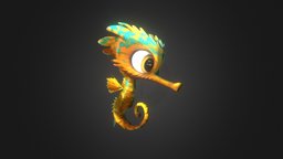Seahorse cartoon, zbrush, animal, sea