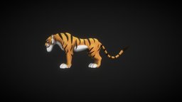 Cartoon_tiger gaming, low, poly