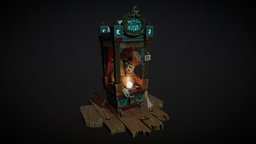 Fortune Teller Machine circus, challenge, prop, fortune, teller, machine, polycount, asset, game, zbrush, horror