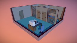 Little Prison scene, cute, blocks, prison, maya, photoshop