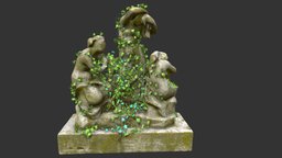 Statue 008 plant, plants, 3d-scan, rocks, vines, angel, cemetery, escultura, statue, estatua, stones, baroque, scupt, scupture, statues, fontana, realitycapture, architecture, photogrammetry, asset, stone, gameasset, free, rock