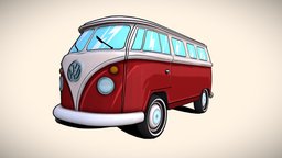 Cartoonish Volkswagen T1 vw, volkswagen, cellshading, vwt1, vw-bus, substancepainter, substance, handpainted, 3dsmax, car
