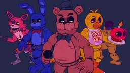 Stylized Five Nights at Freddys freddy, chica, foxy, fnaf, bonnie, fivenightsatfreddys, five_nights_at_freddys, purpleguy, springtrap