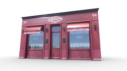 Store Facade 3 cafe, restaurant, photorealistic, store, realistic, old, facade, stair, 3d, ship, building, fantasy