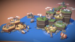 POLYGON Minis trees, scene, mini, castle, cute, studios, hex, island, synty, game, mobile, pirate
