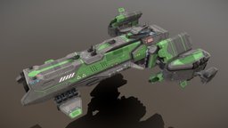 Hannibal Class Destroyer starship, spacecraft, destroyer, game-ready, pbs, msgdi, asset, pbr, lowpoly, scifi, ship, modular, space, spaceship, noai