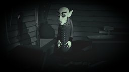 Nosferatu fanart, b3d, creepy, vampire, coffin, dracula, blackandwhite, nosferatu, character, handpainted, low-poly, asset, blender, substance-painter