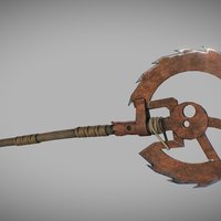 Rush Island Sawblade Battleaxe saw, post-apocalyptic, island, apocalypse, ready, rush, makeshift, desinger, substance, painter, weapon, asset, game, 3d, blender, pbr, axe, blade