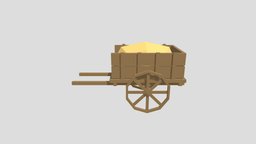 Low Poly Hay Cart cart, farm, lowpoly, gameasset, noai