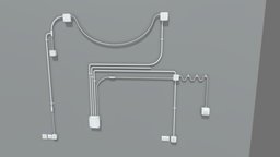 Electric wall wires set switch, electrical, electricity, box, outlet, wires, fuse, fusebox, junction, wiring, pbr, electric, light, wall, cacle
