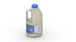 Supermarket Milk Bottle 04 Low Poly PBR drink, food, shelf, carton, unreal, generic, can, item, store, market, ready, vr, ar, beverage, milk, supermarket, realistic, engine, juice, package, shelves, jug, grocery, gallon, unity, glass, asset, game, 3d, pbr, low, poly, mobile, bottle, container, plastic