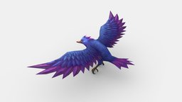 Cartoon Crow bird, winter, ice, raven, crow, wildlife, lowpolymodel, fly, animal, monster, magic, evil