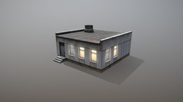Railway Building RW_BlockPost tower, room, storage, control, airplane, exterior, garage, international, shed, airport, railway, barn, hangar, station, terminal, passage, blockpost, low-poly, house, building