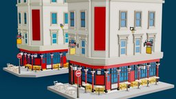FM polygon UK The Coach and Horses SOHO bench, london, pub, british, historical, landmark, travel, england, uk, mobilegame, europe, soho, unity3d, architecture, cartoon, game, blender3d, animation, building, street, fmpolygon, coachandhorses