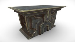 Dwarven Altar Table Medieval ruin, ancient, bronze, dwarf, medieval, elvish, scrolls, altar, sacrifice, skyrim, dwarven, mythical, elders, substancepainter, substance, stone, gold, temple