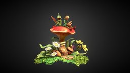 Maya and Espen forest, grass, cute, mushroom, b3d, boy, maple, dwarf, gnome, diorama, movie, dwarven, moss, cosy, warm, buttercup, daisy, acorn, dwarves, daisies, handpainted, girl, cartoon, blender3d, stylized, animated, magic, noai