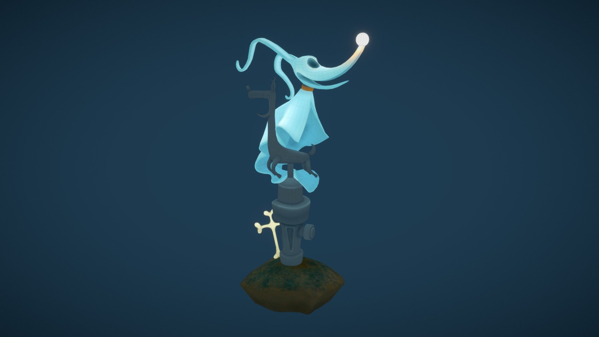 Fanart from Nightmare Before Christmas.
Softwares: Zbrush (sculpting), Maya (retopology and UVs) &amp; Substance Painter (textures)

Portfolio : https://www.artstation.com/remmalsan - Nightmare before Christmas - Zero - 3D model by Remedios Malaga (@WinterImmortal) 3d model