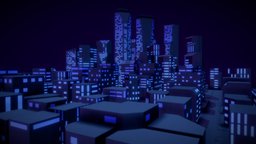 Low-Poly Night City retro, buildings, urban, purple, night, aesthetic, nighttime, low-poly, game, city, stylized, building, blue