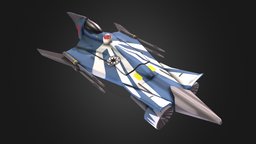 Azure Angel jedi, clone, interceptor, last, anakin, wars, star, the, handpainted, cartoon, 3d, lowpoly, ship, laser, download, highpoly, spaceship