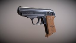 Walther PPK pistols, pbr-game-ready, weapons, military, guns